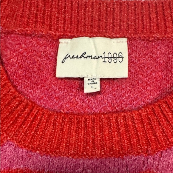 Freshman 1996 Red and Pink with hearts Knit Sweater in Large - Picture 3 of 7